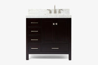 Ariel cambridge 36-37 in. right offset rectangle single sink vanity with carrara (0.75,1.5,2) in countertop
