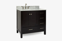 Ariel cambridge 36-37 in. left offset oval single sink vanity with (0.75,1.5,2) in countertop