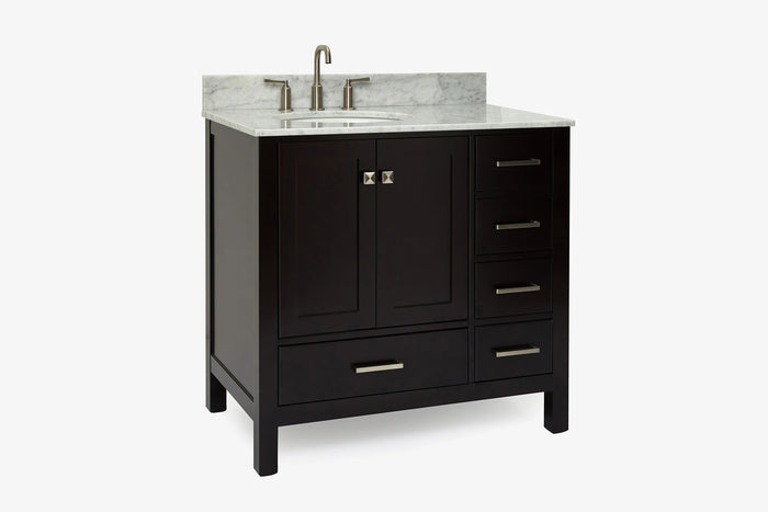 Ariel cambridge 36-37 in. left offset oval single sink vanity with (0.75,1.5,2) in countertop