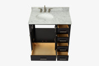Ariel cambridge 36-37 in. left offset oval single sink vanity with (0.75,1.5,2) in countertop