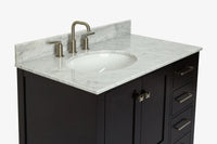 Ariel cambridge 36-37 in. left offset oval single sink vanity with (0.75,1.5,2) in countertop