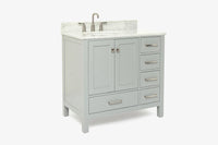 Ariel cambridge 36-37 in. left offset oval single sink vanity with (0.75,1.5,2) in countertop
