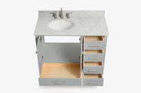 Ariel cambridge 36-37 in. left offset oval single sink vanity with (0.75,1.5,2) in countertop