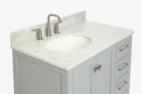 Ariel cambridge 36-37 in. left offset oval single sink vanity with (0.75,1.5,2) in countertop