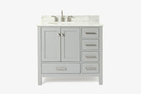 Ariel cambridge 36-37 in. left offset oval single sink vanity with (0.75,1.5,2) in countertop