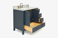 Ariel cambridge 36-37 in. left offset oval single sink vanity with (0.75,1.5,2) in countertop
