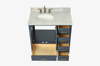 Ariel cambridge 36-37 in. left offset oval single sink vanity with (0.75,1.5,2) in countertop