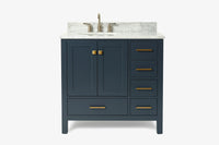 Ariel cambridge 36-37 in. left offset oval single sink vanity with (0.75,1.5,2) in countertop