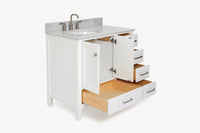 Ariel cambridge 36-37 in. left offset oval single sink vanity with (0.75,1.5,2) in countertop