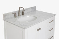 Ariel cambridge 36-37 in. left offset oval single sink vanity with (0.75,1.5,2) in countertop