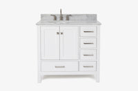 Ariel cambridge 36-37 in. left offset oval single sink vanity with (0.75,1.5,2) in countertop