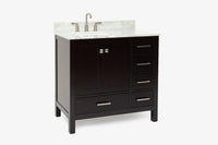 Ariel cambridge 36-37 in. left offset rectangle single sink vanity with (0.75,1.5,2) in countertop