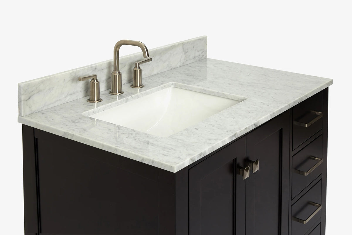 Ariel cambridge 36-37 in. left offset rectangle single sink vanity with (0.75,1.5,2) in countertop