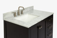 Ariel cambridge 36-37 in. left offset rectangle single sink vanity with (0.75,1.5,2) in countertop