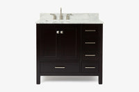 Ariel cambridge 36-37 in. left offset rectangle single sink vanity with (0.75,1.5,2) in countertop