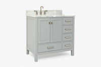 Ariel cambridge 36-37 in. left offset rectangle single sink vanity with (0.75,1.5,2) in countertop