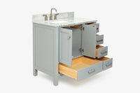 Ariel cambridge 36-37 in. left offset rectangle single sink vanity with (0.75,1.5,2) in countertop