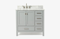 Ariel cambridge 36-37 in. left offset rectangle single sink vanity with (0.75,1.5,2) in countertop