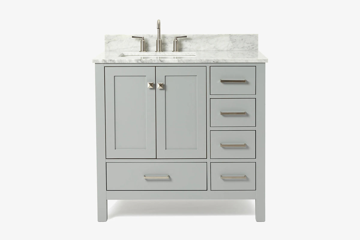 Ariel cambridge 36-37 in. left offset rectangle single sink vanity with (0.75,1.5,2) in countertop