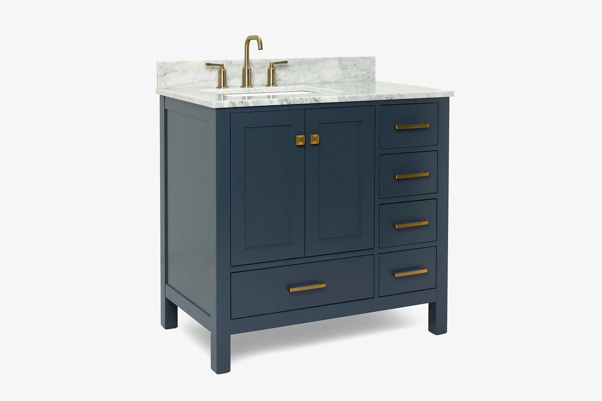 Ariel cambridge 36-37 in. left offset rectangle single sink vanity with (0.75,1.5,2) in countertop