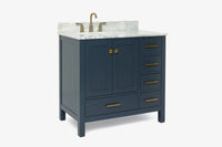 Ariel cambridge 36-37 in. left offset rectangle single sink vanity with (0.75,1.5,2) in countertop