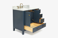 Ariel cambridge 36-37 in. left offset rectangle single sink vanity with (0.75,1.5,2) in countertop