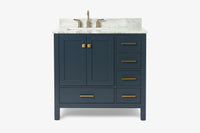 Ariel cambridge 36-37 in. left offset rectangle single sink vanity with (0.75,1.5,2) in countertop
