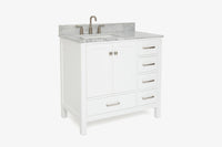 Ariel cambridge 36-37 in. left offset rectangle single sink vanity with (0.75,1.5,2) in countertop