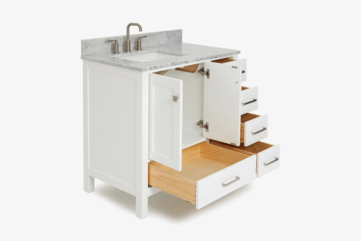 Ariel cambridge 36-37 in. left offset rectangle single sink vanity with (0.75,1.5,2) in countertop