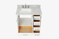 Ariel cambridge 36-37 in. left offset rectangle single sink vanity with (0.75,1.5,2) in countertop
