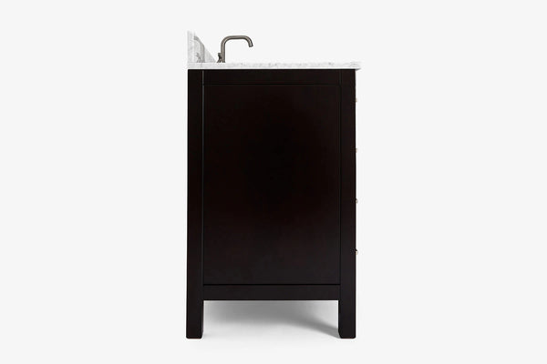 Ariel cambridge 36-37 in. right offset rectangle single sink vanity with carrara (0.75,1.5,2) in countertop