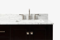 Ariel cambridge 37 in. right offset rectangle single sink vanity with carrara white marble 0.75 in countertop in white