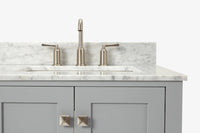 Ariel cambridge 37 in. right offset rectangle single sink vanity with carrara white marble 0.75 in countertop in white