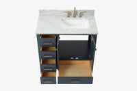 Ariel cambridge 37 in. right offset rectangle single sink vanity with carrara white marble 0.75 in countertop in white