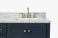 Ariel cambridge 37 in. right offset rectangle single sink vanity with carrara white marble 0.75 in countertop in white