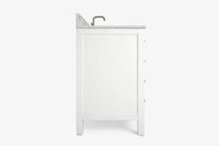 Ariel cambridge 37 in. right offset rectangle single sink vanity with carrara white marble 0.75 in countertop in white