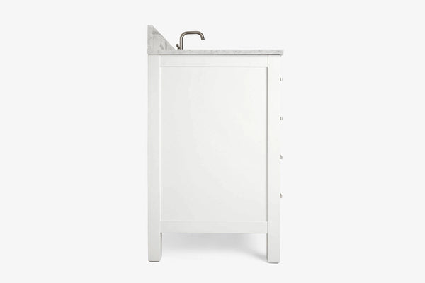 Ariel cambridge 37 in. right offset rectangle single sink vanity with carrara white marble 0.75 in countertop in white