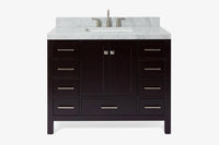 Ariel cambridge 42-43 in. single rectangle sink vanity with( 0.75, 1.5 ,2) in countertop