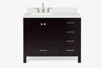 Ariel cambridge (43" & 42") left offset rectangle single sink vanity with marble (0.75", 1.5" & 2") in countertop