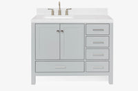 Ariel cambridge (43" & 42") left offset rectangle single sink vanity with marble (0.75", 1.5" & 2") in countertop