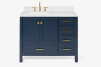 Ariel cambridge(42"& 43")left offset rectangle single sink vanity with marble (0.75",1.5"& 2") in countertop