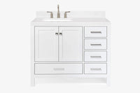 Ariel cambridge (43" & 42") left offset rectangle single sink vanity with marble (0.75", 1.5" & 2") in countertop