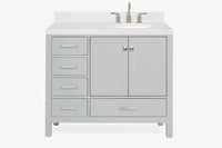 Ariel cambridge(42"&43") in. right offset oval single sink vanity with  marble (0.75",1.5"& 2") in countertop
