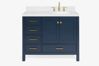 Ariel cambridge(42"&43") in. right offset oval single sink vanity with  marble (0.75",1.5"& 2") in countertop