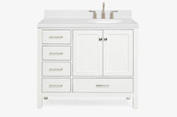 Ariel cambridge(42"&43") in. right offset oval single sink vanity with  marble (0.75",1.5"& 2") in countertop