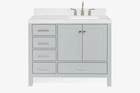 Ariel cambridge (43 inch, 42 inch) right offset single rectangular sink bathroom vanity with marble countertop (0.75 inch, 1.5 inch, 2 inch).