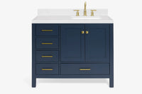 Ariel cambridge (43 inch, 42 inch) right offset single rectangular sink bathroom vanity with marble countertop (0.75 inch, 1.5 inch, 2 inch).