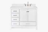 Ariel cambridge (43 inch, 42 inch) right offset single rectangular sink bathroom vanity with marble countertop (0.75 inch, 1.5 inch, 2 inch).