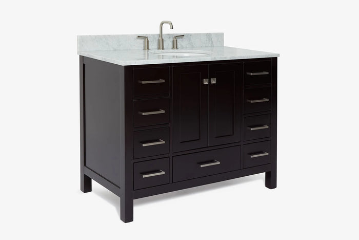 Ariel cambridge(42" & 43") single oval sink vanity with marble (0.75",1.5" & 2") in countertop