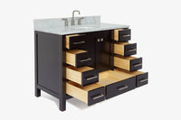 Ariel cambridge(42" & 43") single oval sink vanity with marble (0.75",1.5" & 2") in countertop